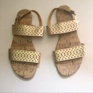 GAP Women's  Gold Cut Out Design Loe heel Ankle Strap  Sandals Size 8